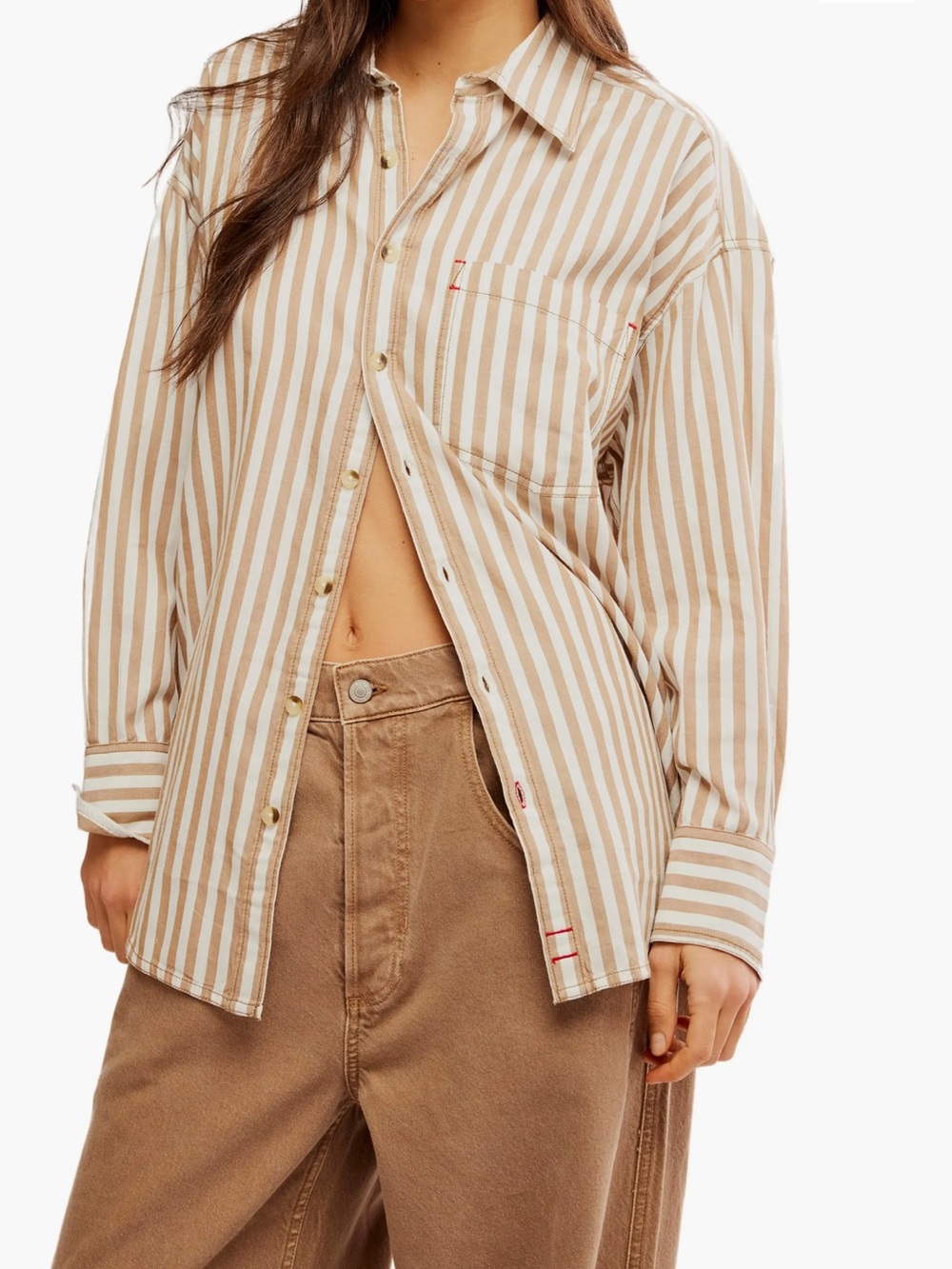 Free People We The Free Freddie Oversize Button-Up Shirt 100% Cotton
